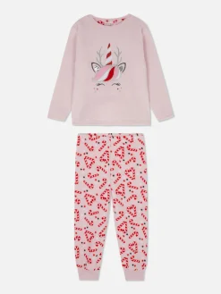 Pyjama De Noël En Molleton à Motif Licorne|Primark New