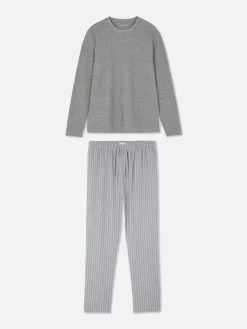 Pyjama En Coton Brossé à Rayures|Primark Outlet