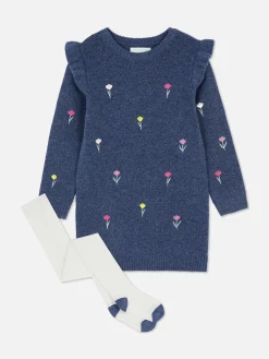 Robe En Maille à Fleurs Brodées|Primark Outlet