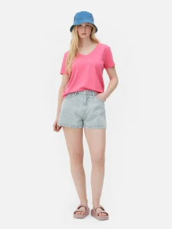 T-shirt à Col En V Et Manches Courtes|Primark Outlet