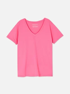 T-shirt à Col En V Et Manches Courtes|Primark Outlet