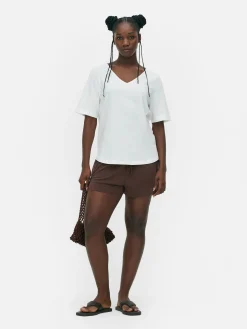 T-shirt à Col En V Et Manches Courtes|Primark New