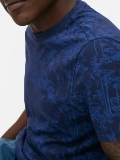 T-shirt à Col Ras-du-cou Et Motif Arbres Japonais|Primark New