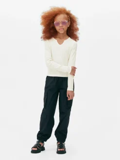 T-shirt Côtelé à Encolure Crantée|Primark New