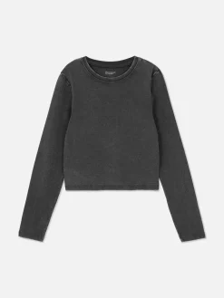 T-shirt Délavé à L'acide à Manches Longues|Primark Best