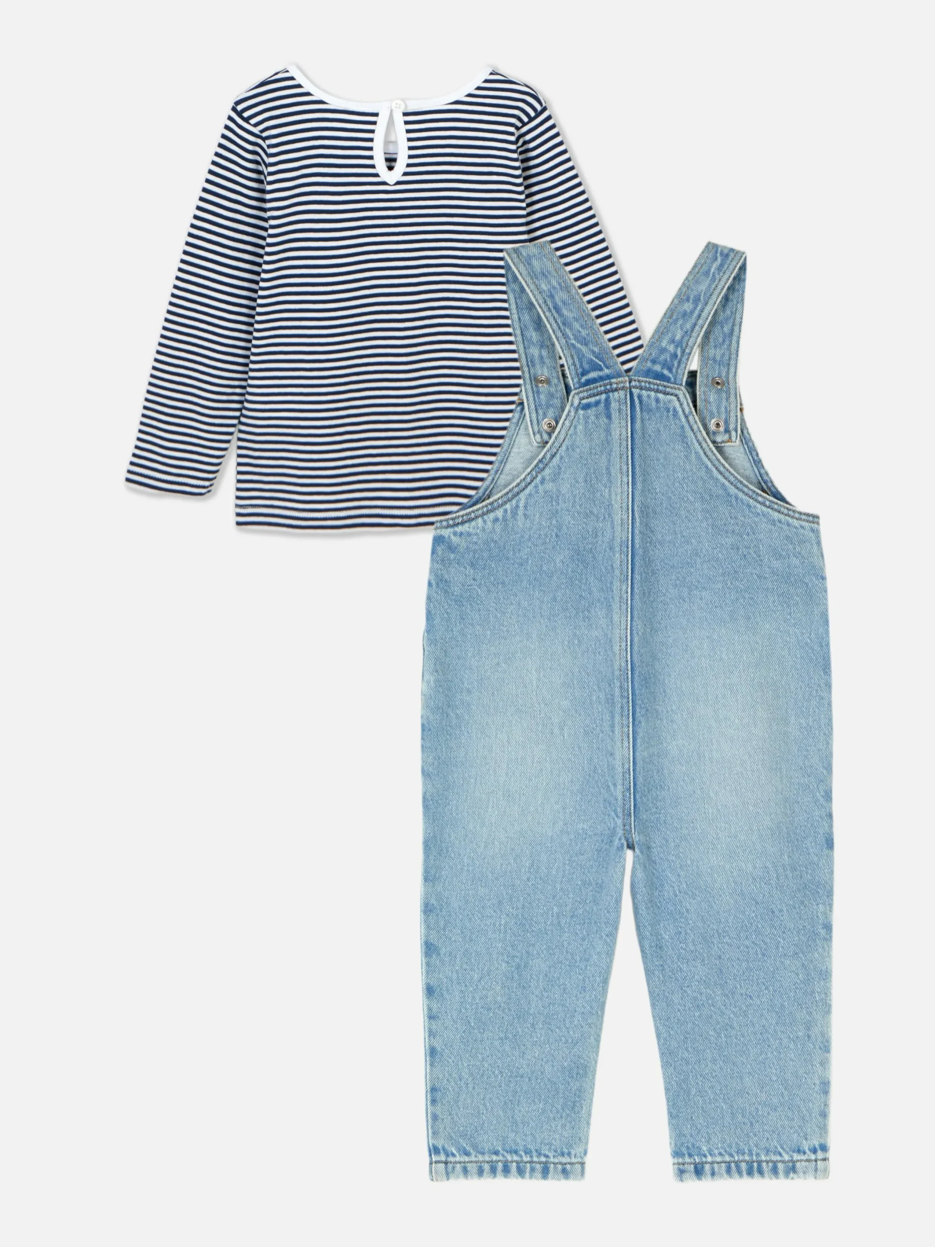 T-shirt Rayé à Manches Longues Et Salopette En Denim|Primark Online