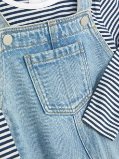 T-shirt Rayé à Manches Longues Et Salopette En Denim|Primark Online