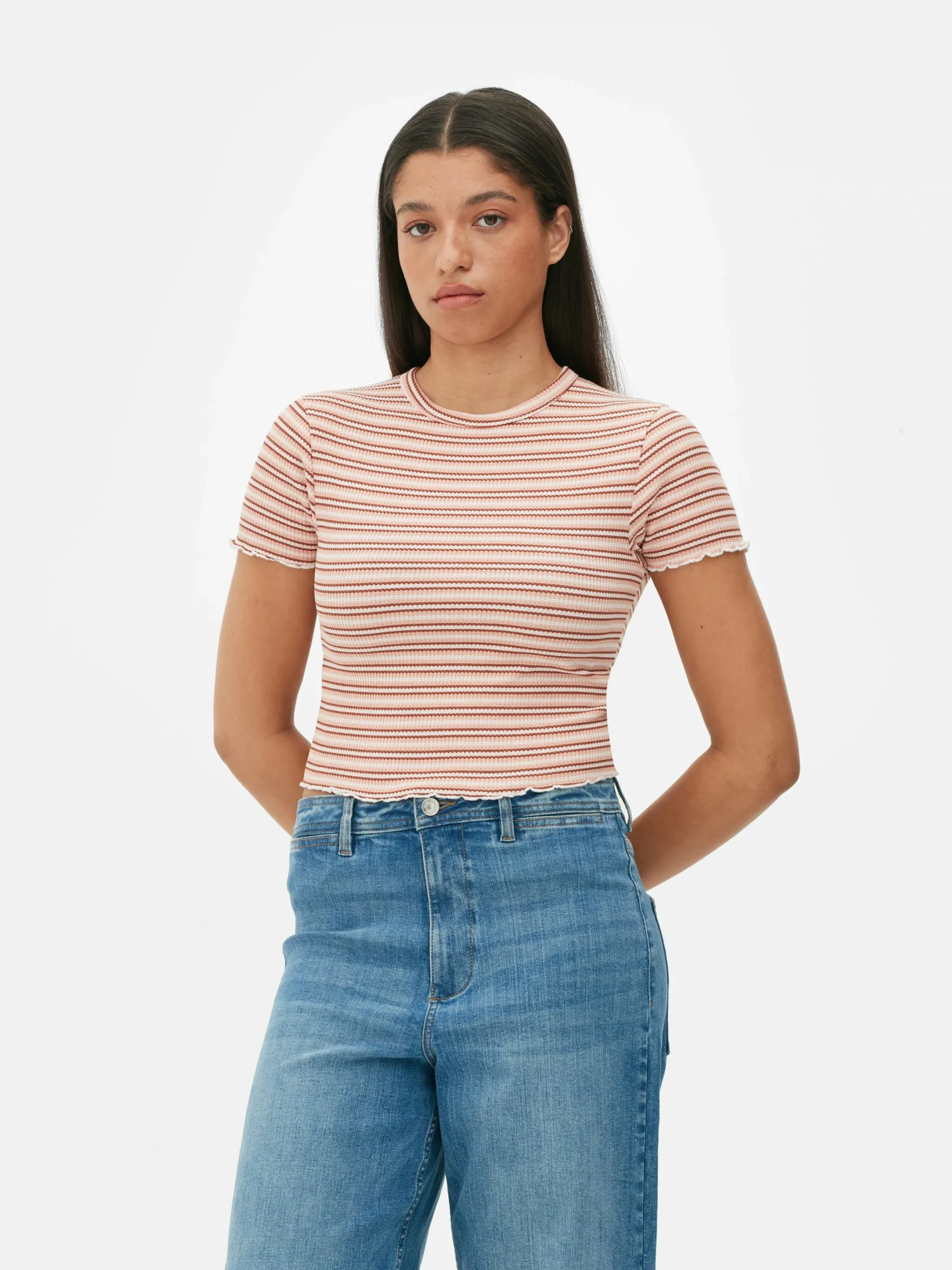 T-shirt Texturé à Ourlet Ondulé|Primark Sale
