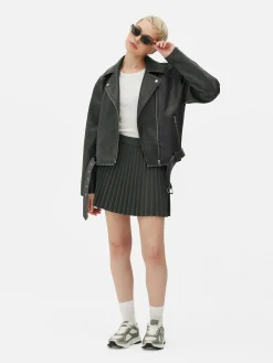 Veste De Motard En Simili Cuir Effet Vieilli|Primark New