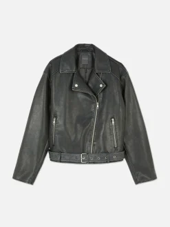 Veste De Motard En Simili Cuir Effet Vieilli|Primark New