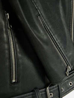 Veste De Motard En Simili Cuir Effet Vieilli|Primark New