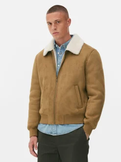 Veste En Suédine à Col Effet Mouton Retourné|Primark Online