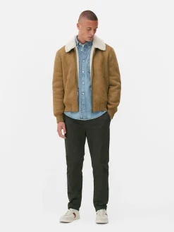 Veste En Suédine à Col Effet Mouton Retourné|Primark Online