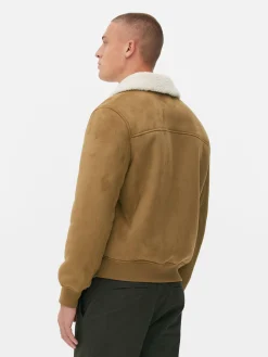 Veste En Suédine à Col Effet Mouton Retourné|Primark Online