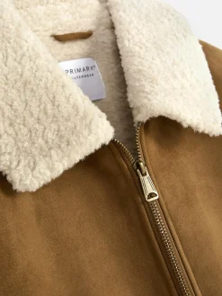 Veste En Suédine à Col Effet Mouton Retourné|Primark Online