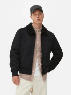 Veste En Suédine à Col Effet Mouton Retourné|Primark Online