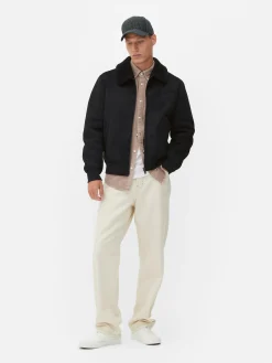 Veste En Suédine à Col Effet Mouton Retourné|Primark Online