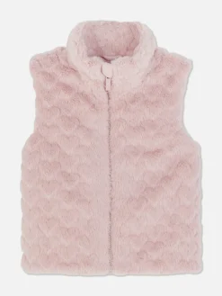 Veste Sans Manche En Fausse Fourrure Texturée à Cœurs|Primark Discount