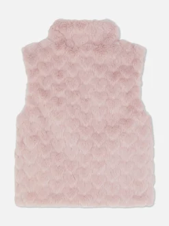 Veste Sans Manche En Fausse Fourrure Texturée à Cœurs|Primark Discount