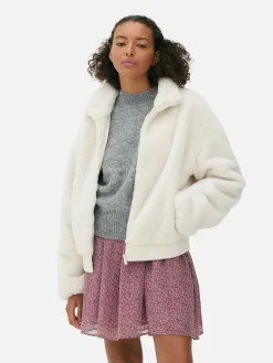Veste Zippée En Fausse Fourrure|Primark Outlet